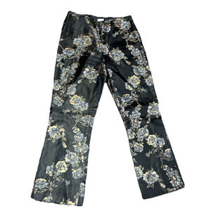 Y2K Caché Black Metallic Floral Brocade Pants – Size 4 Beaded Design Iconic